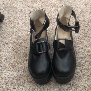 Black platform shoes w ankle strap